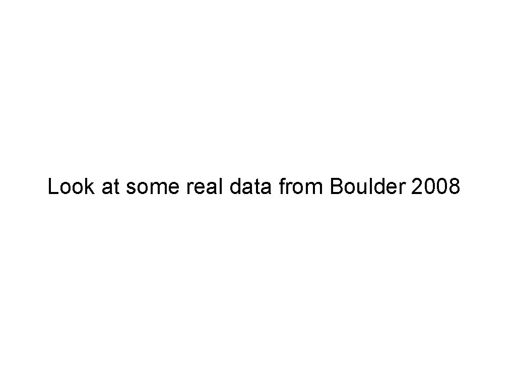 Look at some real data from Boulder 2008 