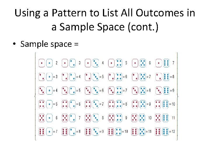 Using a Pattern to List All Outcomes in a Sample Space (cont. ) •