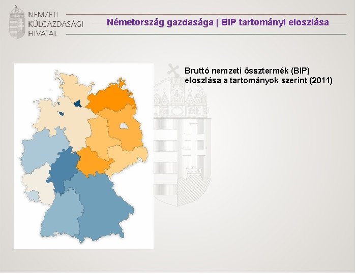 Németország gazdasága | BIP tartományi eloszlása Bruttó nemzeti össztermék (BIP) eloszlása a tartományok szerint