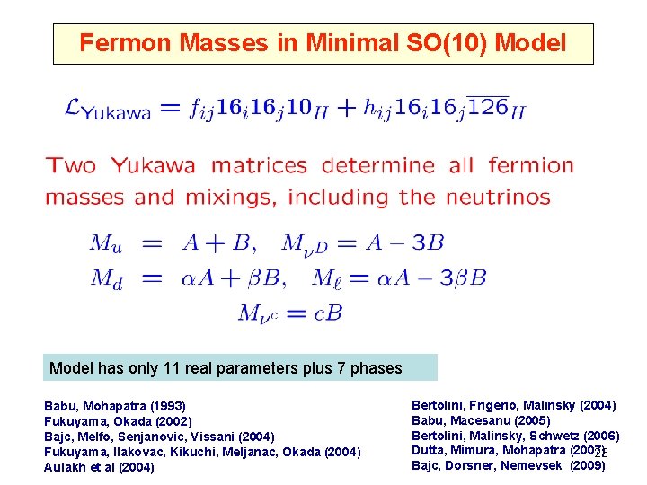 Fermon Masses in Minimal SO(10) Model has only 11 real parameters plus 7 phases