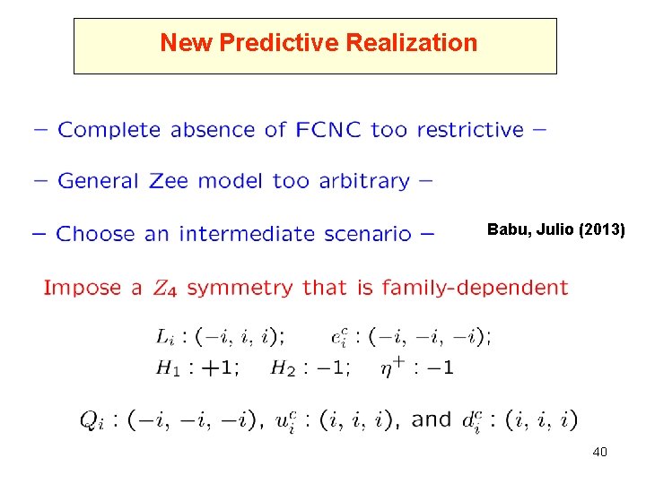 New Predictive Realization Babu, Julio (2013) 40 