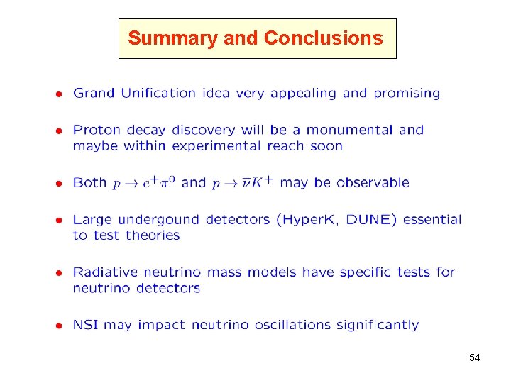 Summary and Conclusions 54 