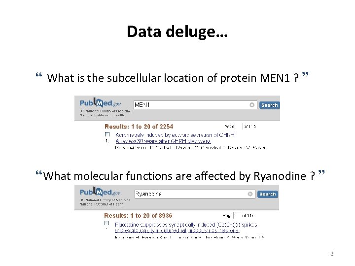 Data deluge… “ What is the subcellular location of protein MEN 1 ? ”