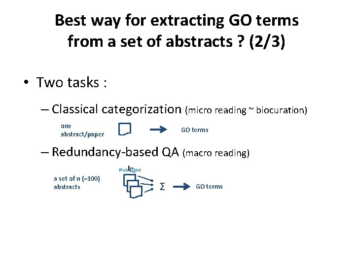 Best way for extracting GO terms from a set of abstracts ? (2/3) •
