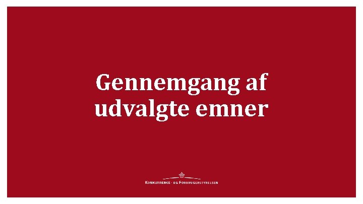 Gennemgang af udvalgte emner 