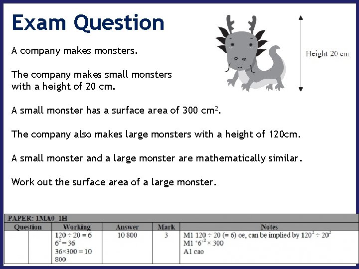 Exam Question A company makes monsters. The company makes small monsters with a height