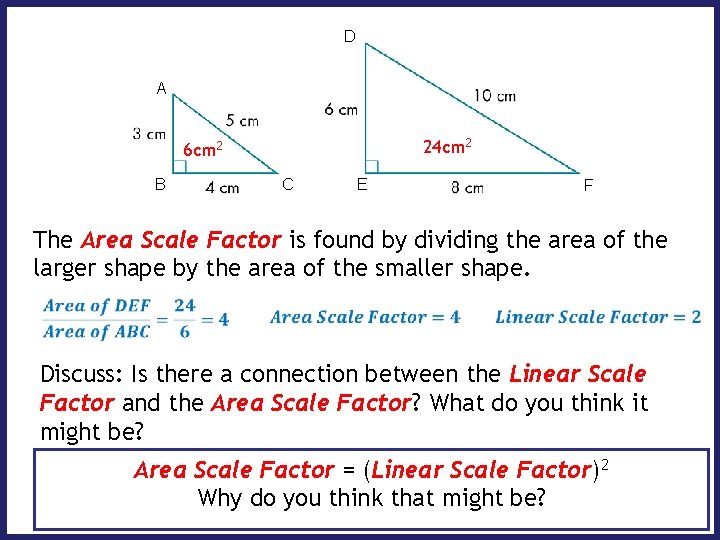 D A 24 cm 2 6 cm 2 B C E F The Area