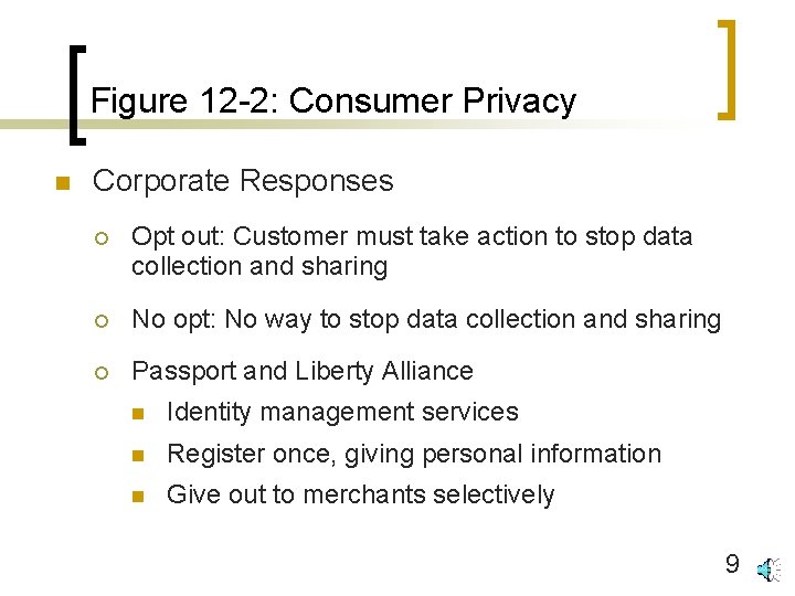 Figure 12 -2: Consumer Privacy n Corporate Responses ¡ Opt out: Customer must take