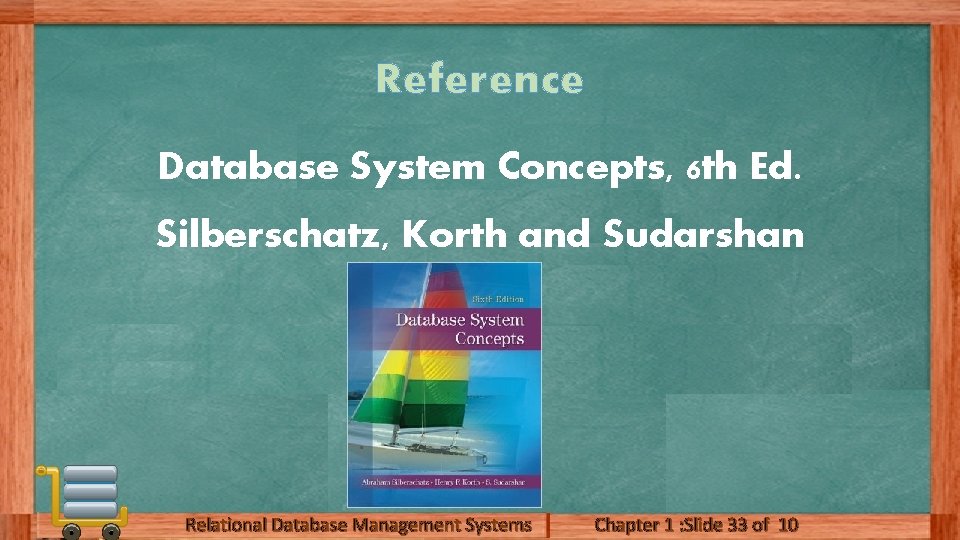 Reference Database System Concepts, 6 th Ed. Silberschatz, Korth and Sudarshan Relational Database Management