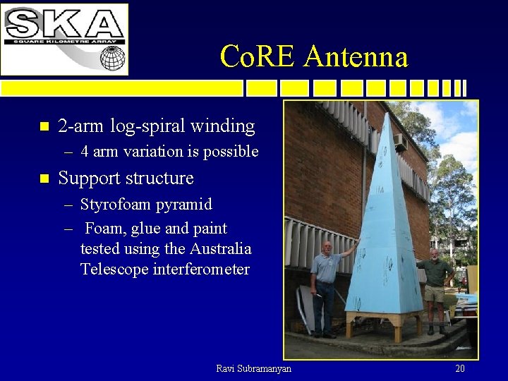 Co. RE Antenna n 2 -arm log-spiral winding – 4 arm variation is possible