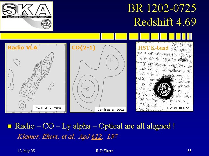 BR 1202 -0725 Redshift 4. 69 Radio VLA Carilli et. al. 2002 n CO(2