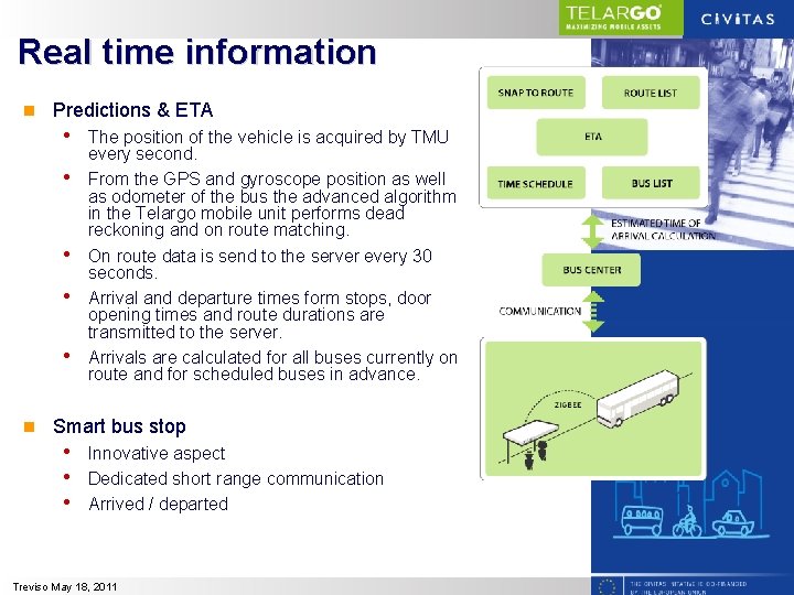 Real time information n Predictions & ETA • The position of the vehicle is