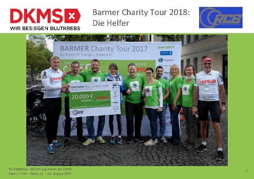 Barmer Charity Tour 2018: Die Helfer 75 Radfahrer, 380 km zugunsten der DKMS Bonn