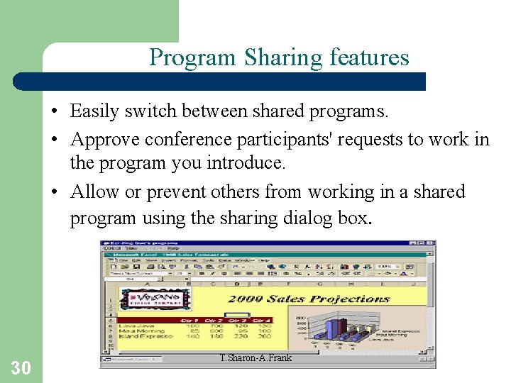 Program Sharing features • Easily switch between shared programs. • Approve conference participants' requests