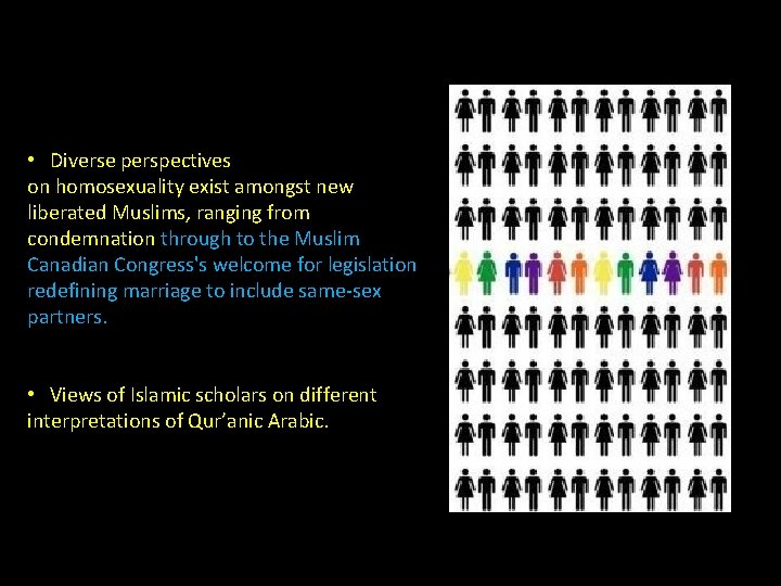  • Diverse perspectives on homosexuality exist amongst new liberated Muslims, ranging from condemnation