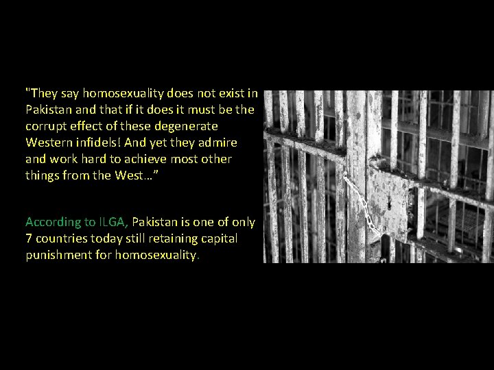 "They say homosexuality does not exist in Pakistan and that if it does it