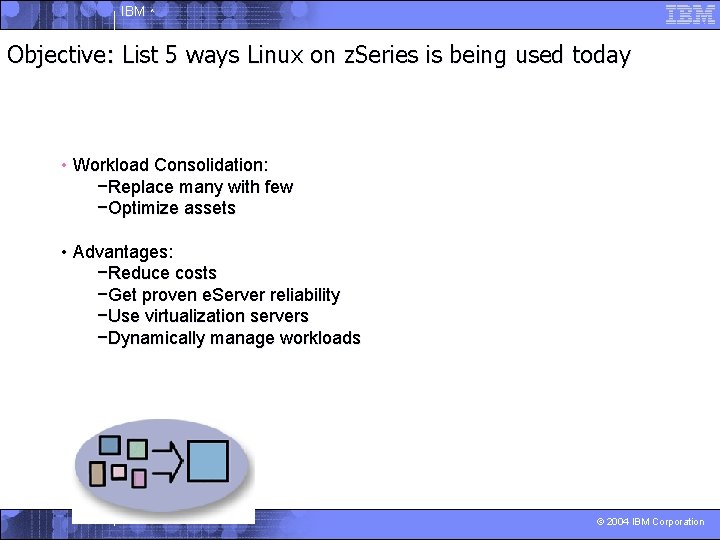 IBM ^ Objective: List 5 ways Linux on z. Series is being used today