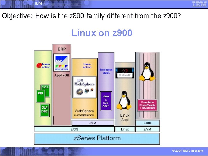 IBM ^ Objective: How is the z 800 family different from the z 900?