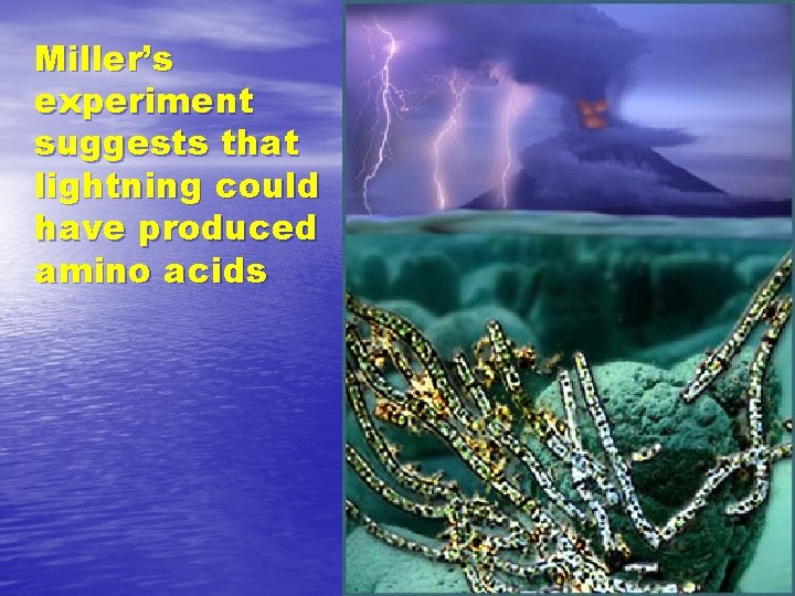 Miller’s experiment suggests that lightning could have produced amino acids 