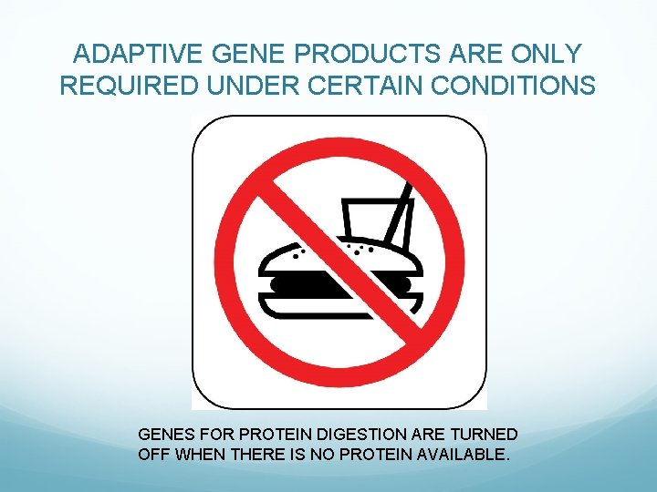 ADAPTIVE GENE PRODUCTS ARE ONLY REQUIRED UNDER CERTAIN CONDITIONS GENES FOR PROTEIN DIGESTION ARE