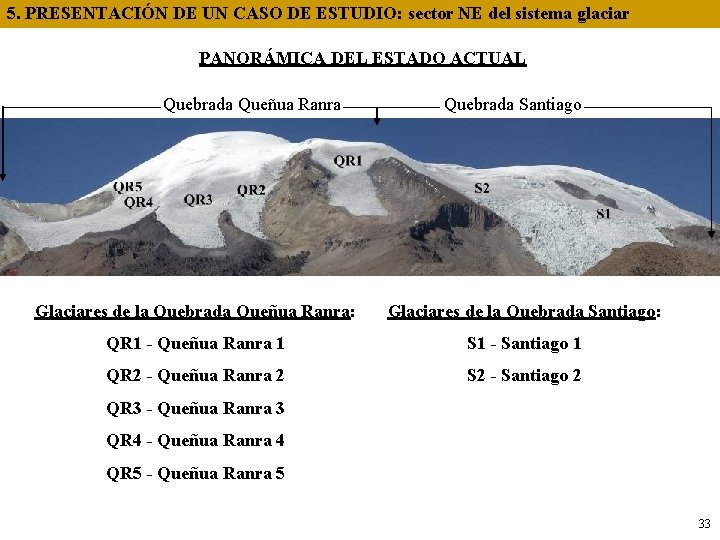 5. PRESENTACIÓN DE UN CASO DE ESTUDIO: sector NE del sistema glaciar PANORÁMICA DEL