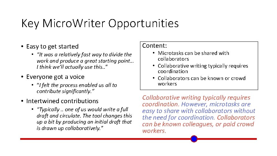 Key Micro. Writer Opportunities • Easy to get started • “It was a relatively