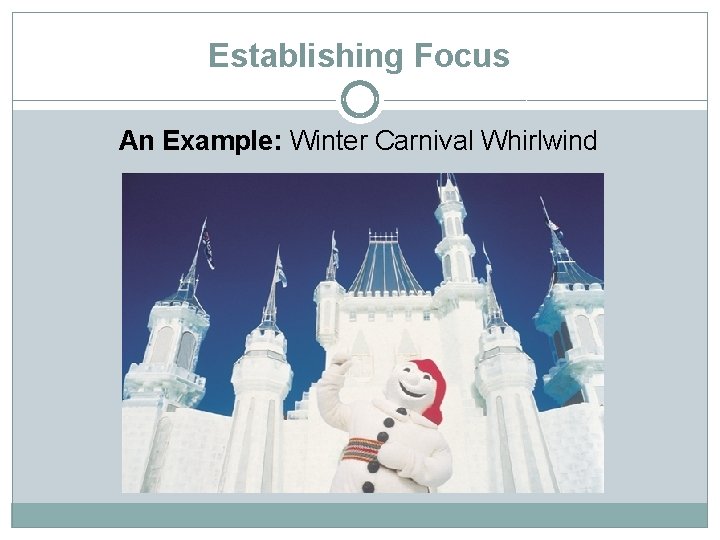 Establishing Focus An Example: Winter Carnival Whirlwind 