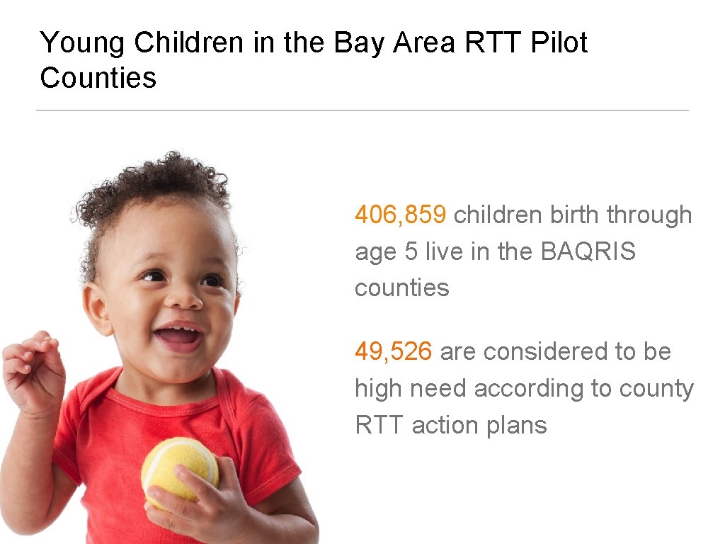 Young Children in the Bay Area RTT Pilot Counties 406, 859 children birth through