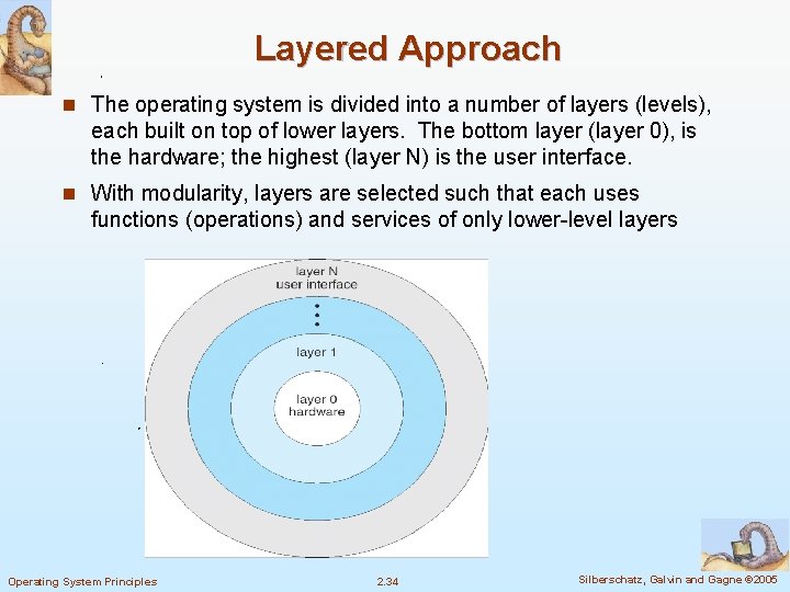 Layered Approach n The operating system is divided into a number of layers (levels),
