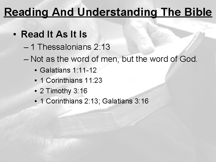 Reading And Understanding The Bible • Read It As It Is – 1 Thessalonians