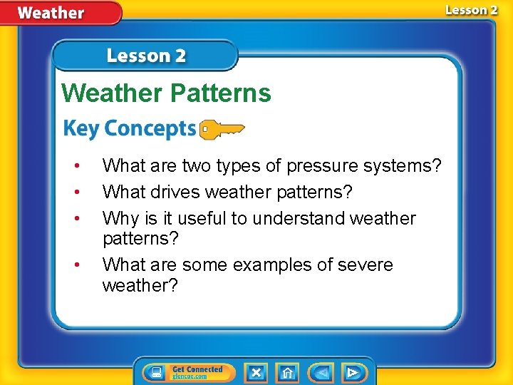 Weather Patterns • • What are two types of pressure systems? What drives weather