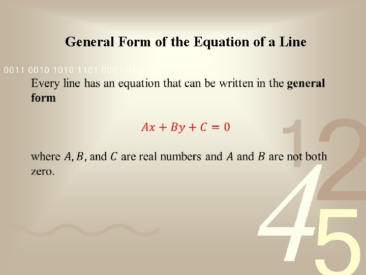 General Form of the Equation of a Line 