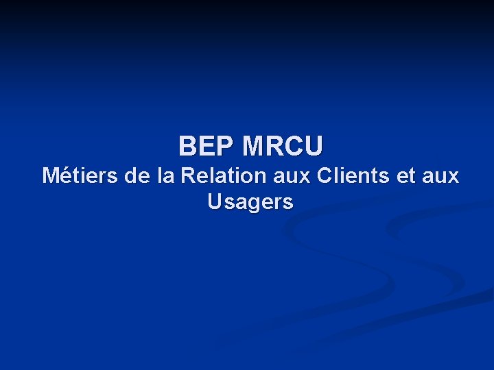 BEP MRCU Métiers de la Relation aux Clients et aux Usagers 