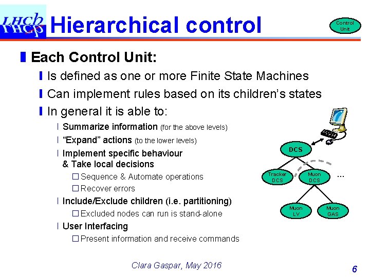 Hierarchical control Control Unit ❚Each Control Unit: ❙Is defined as one or more Finite