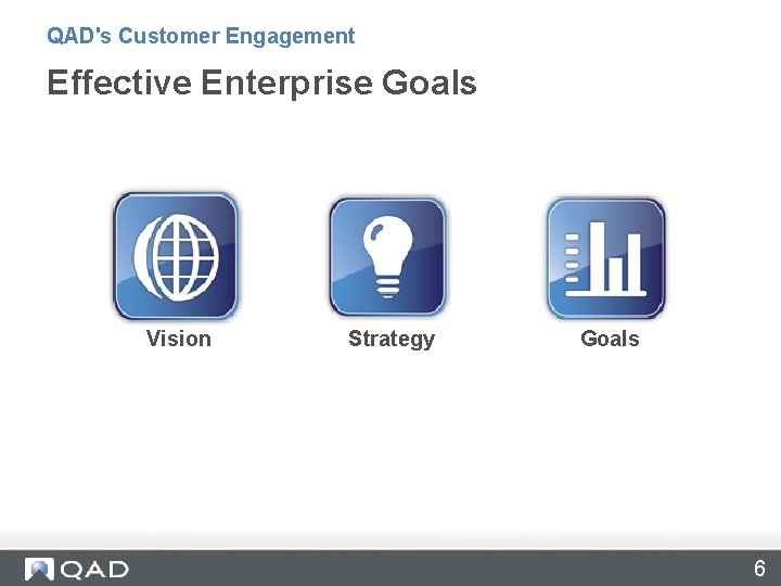 QAD's Customer Engagement Effective Enterprise Goals Vision Strategy Goals 6 