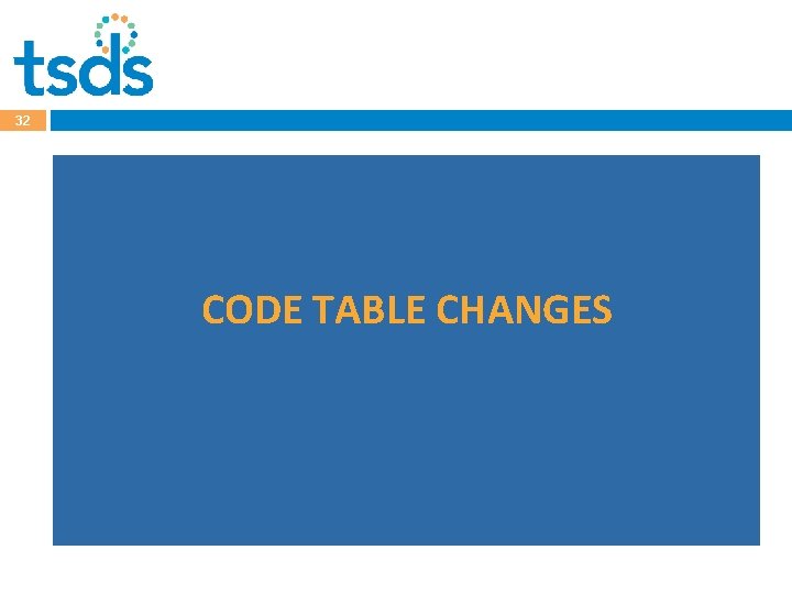 32 CODE TABLE CHANGES 