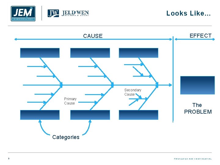 Looks Like… EFFECT CAUSE Secondary Cause Primary Cause The PROBLEM Categories 3 PRIVILEGED AND