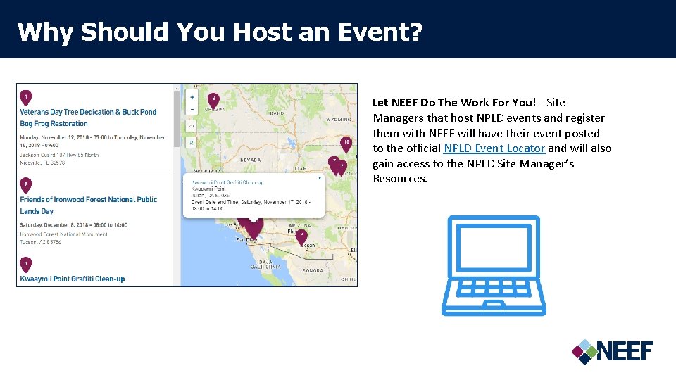 Why Should You Host an Event? Let NEEF Do The Work For You! -