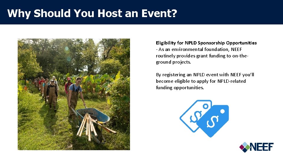 Why Should You Host an Event? Eligibility for NPLD Sponsorship Opportunities - As an