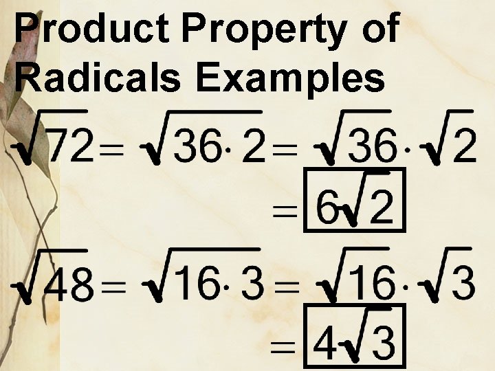 Product Property of Radicals Examples 
