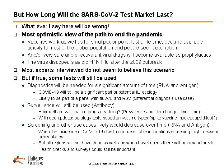 But How Long Will the SARS-Co. V-2 Test Market Last? What ever I say