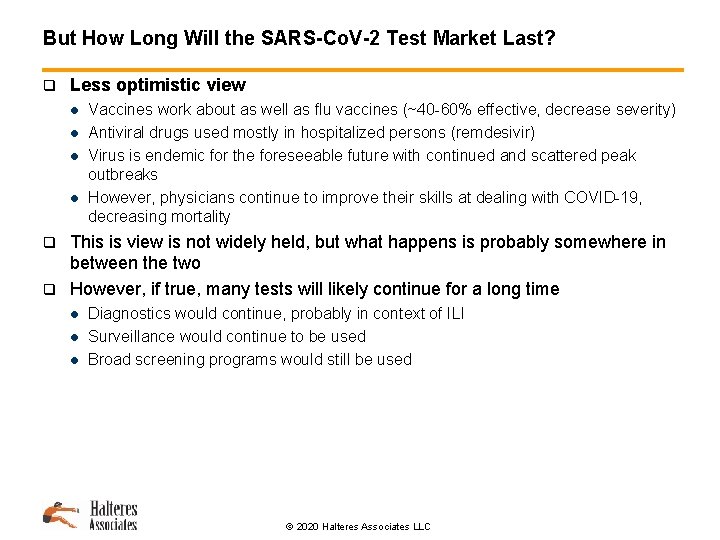 But How Long Will the SARS-Co. V-2 Test Market Last? q Less optimistic view