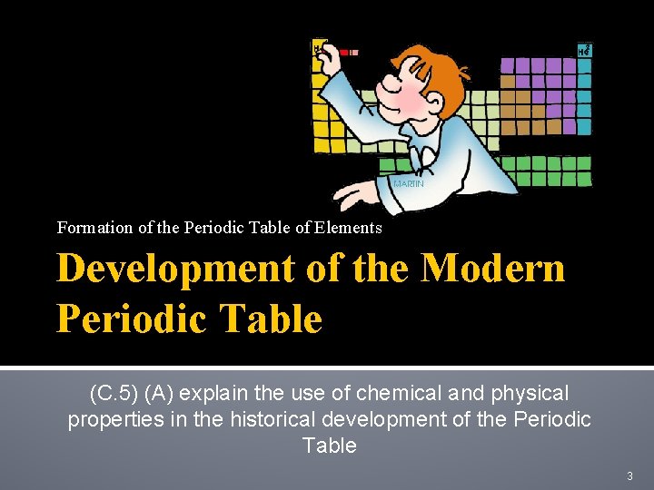 Formation of the Periodic Table of Elements Development of the Modern Periodic Table (C.