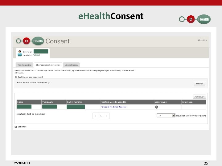 e. Health. Consent 25/10/2013 35 