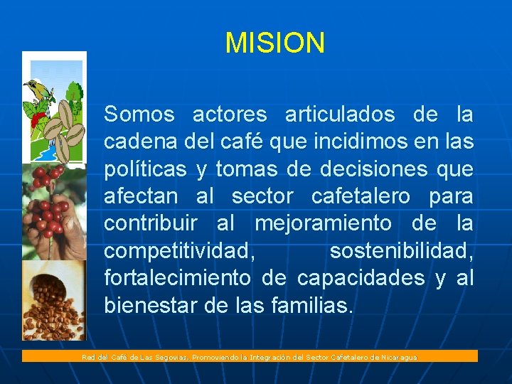 MISION Somos actores articulados de la cadena del café que incidimos en las políticas