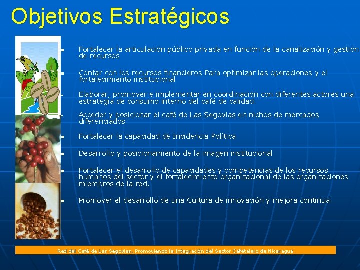 Objetivos Estratégicos n Fortalecer la articulación público privada en función de la canalización y