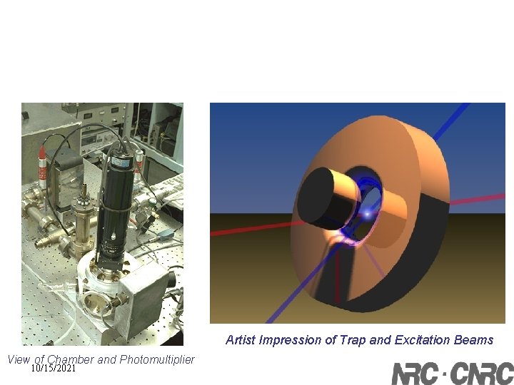 NRC Single Strontium Ion Trap Artist Impression of Trap and Excitation Beams View of