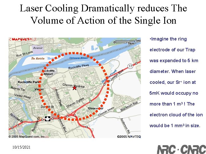 Laser Cooling Dramatically reduces The Volume of Action of the Single Ion • Imagine