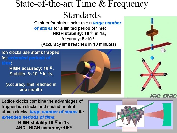 State-of-the-art Time & Frequency Standards Cesium fountain clocks use a large number of atoms