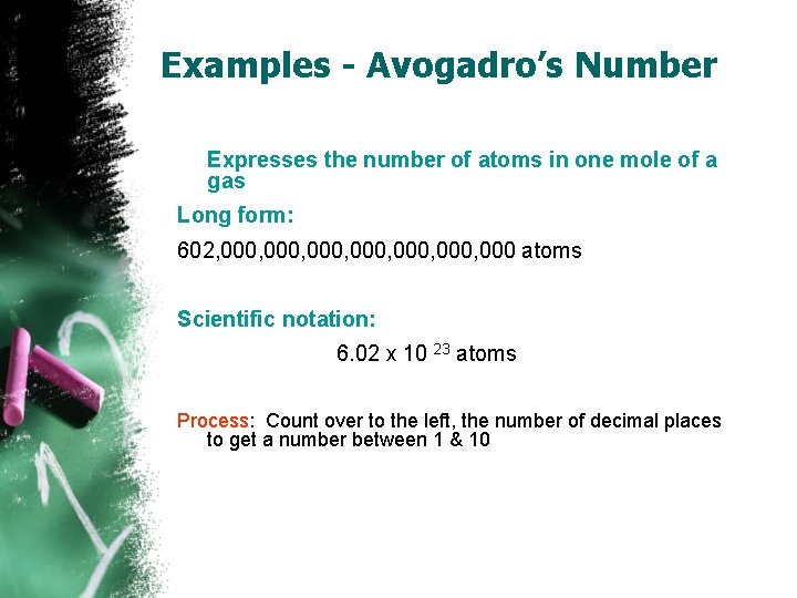Examples - Avogadro’s Number Expresses the number of atoms in one mole of a Examples - Avogadro’s Number Expresses the number of atoms in one mole of a